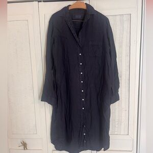 GRAYSON green linen denim Long Sleeve Full Length Button Down Dress Size 4 L